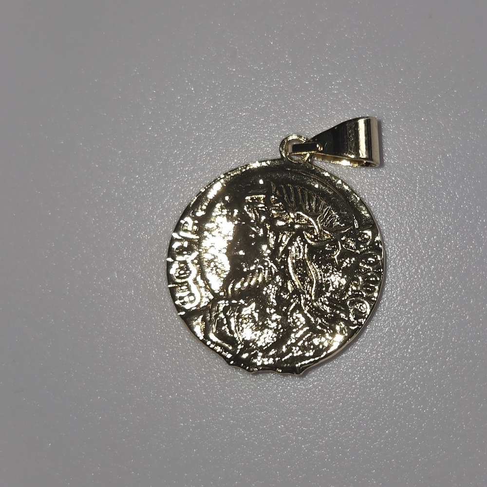 Gold Coin Pendant Necklace Double Sided
